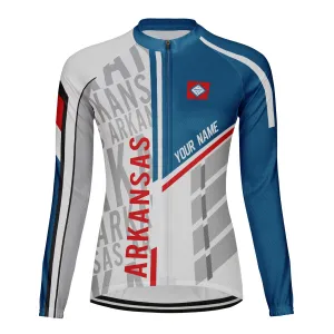 Custom Arkansas Women's Winter Thermal Fleece Cycling Jersey Long Sleeve