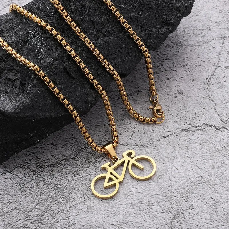 Cycolinks Road Bike Necklace Gold