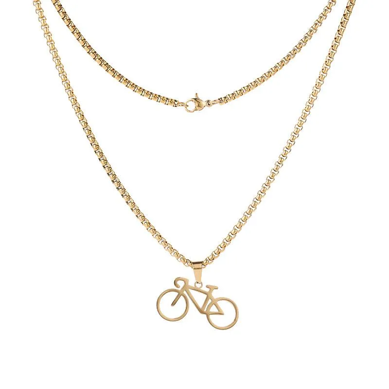 Cycolinks Road Bike Necklace Gold