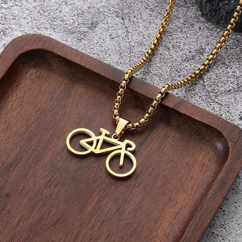 Cycolinks Road Bike Necklace Gold
