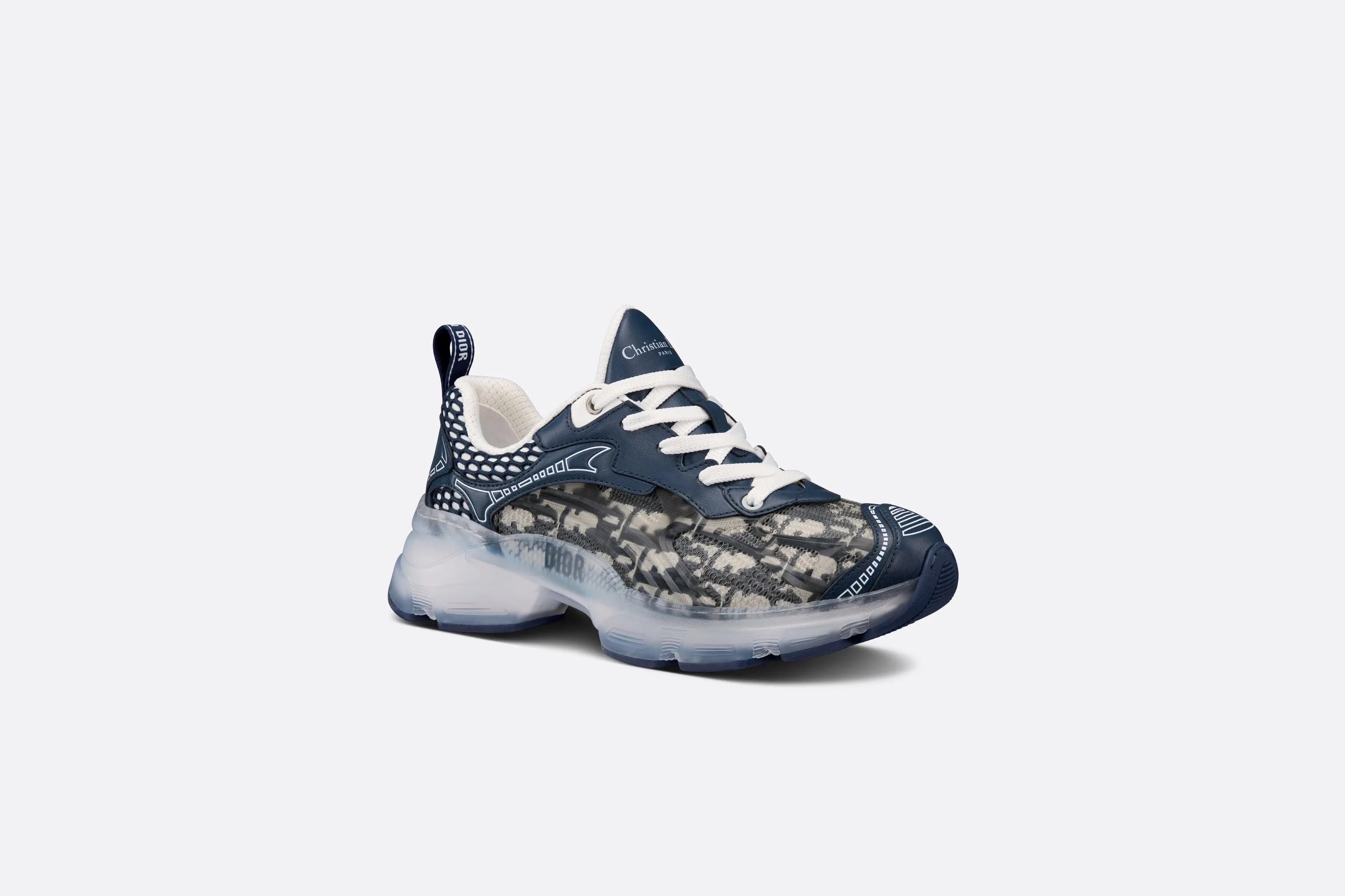 Dior Vibe Sneaker • Deep Blue Dior Oblique Technical Fabric and Transparent Rubber