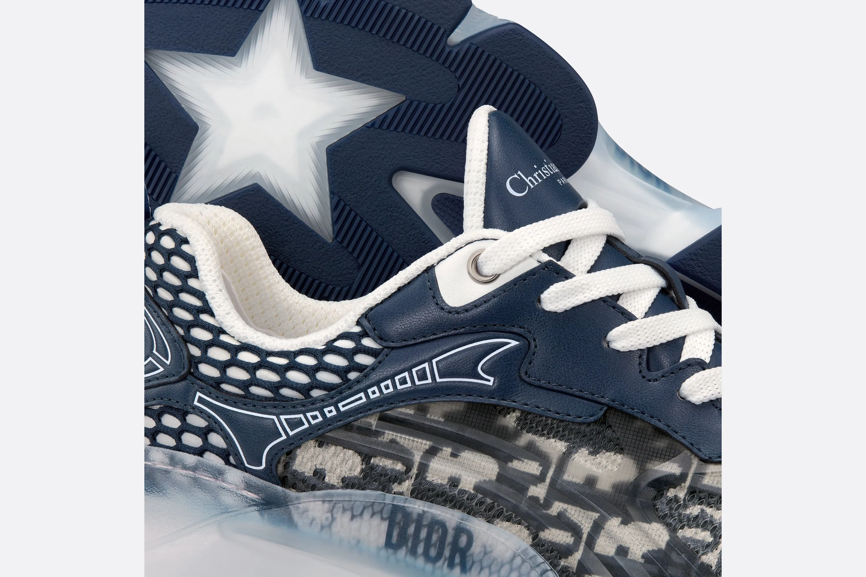 Dior Vibe Sneaker • Deep Blue Dior Oblique Technical Fabric and Transparent Rubber