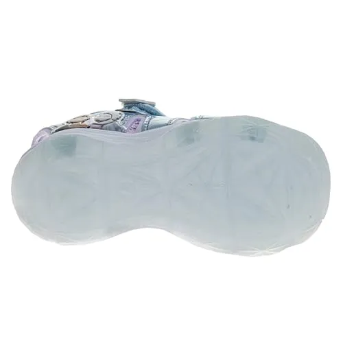 Disney Girls Frozen LED Light Up Sandals Closed Toe - Outdoor SlipOn Quick Dry Waterproof Shoe - (Toddler - Little Kid)
