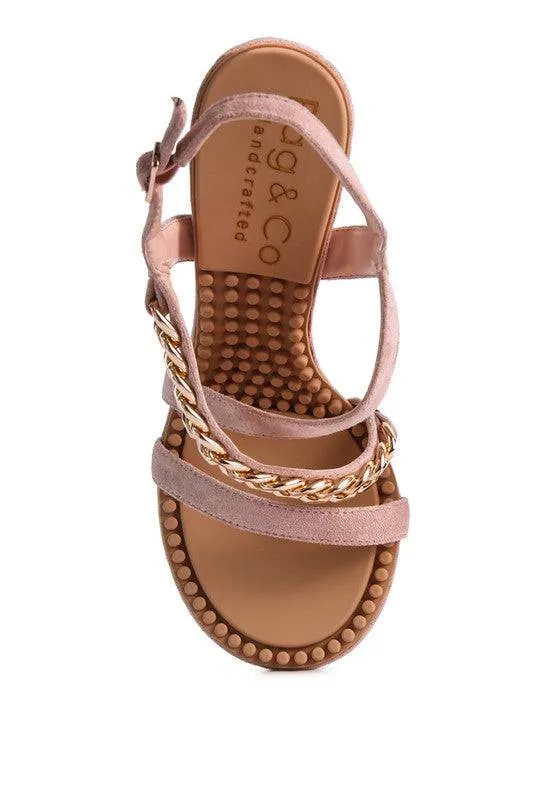 DOMEDA Metal Chain Mid Heel Sandal