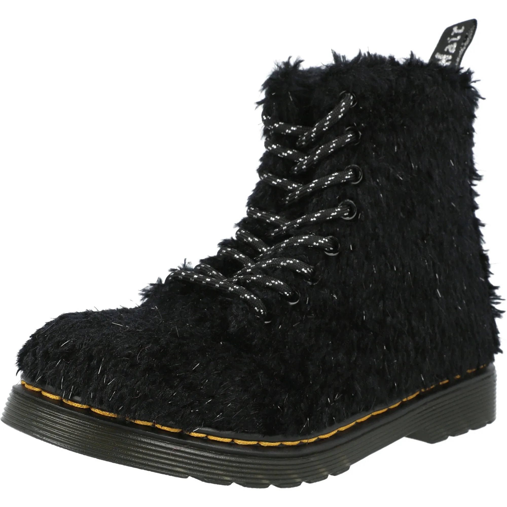 Dr Martens 1460 Pascal Junior Tinsel Fur Boots Black