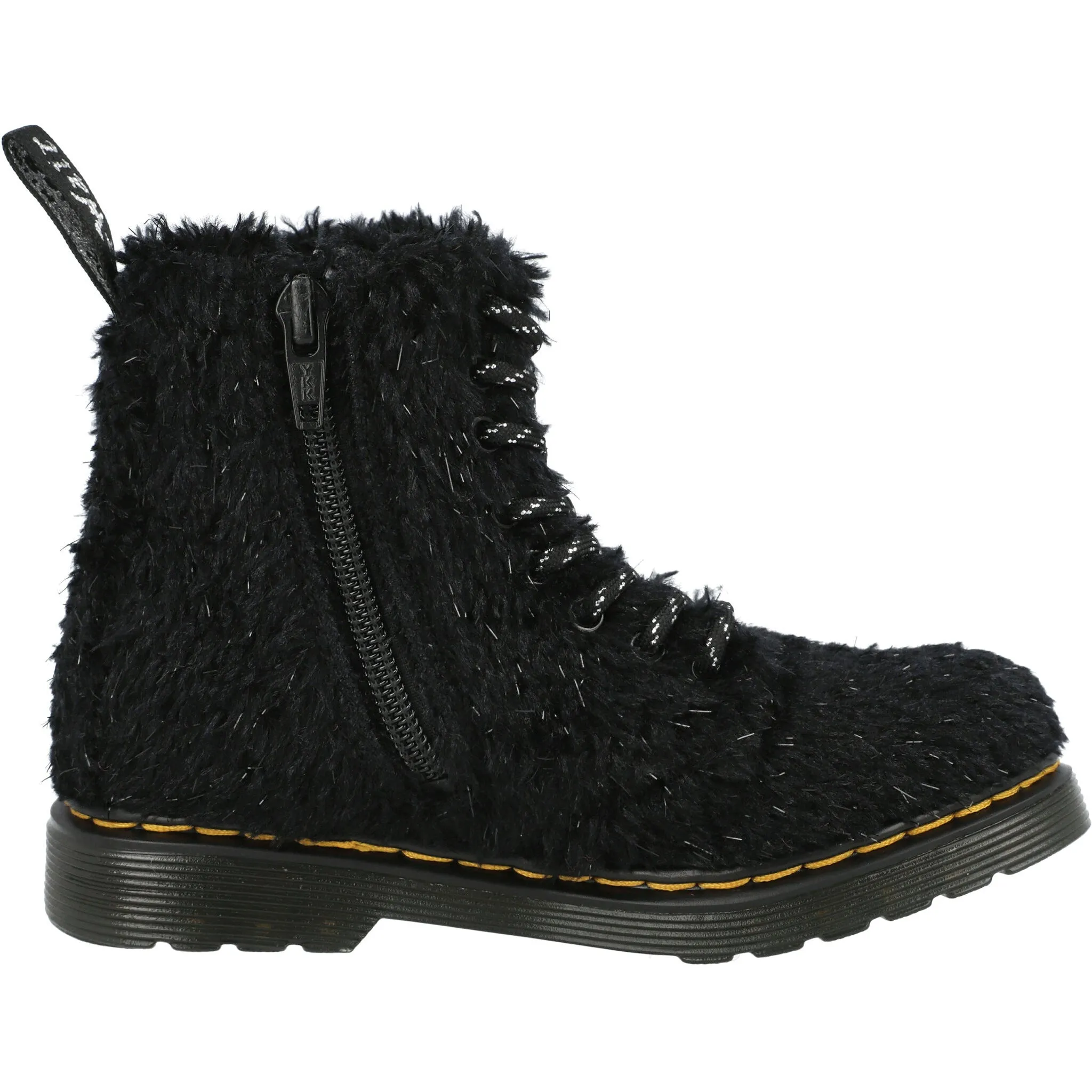 Dr Martens 1460 Pascal Junior Tinsel Fur Boots Black
