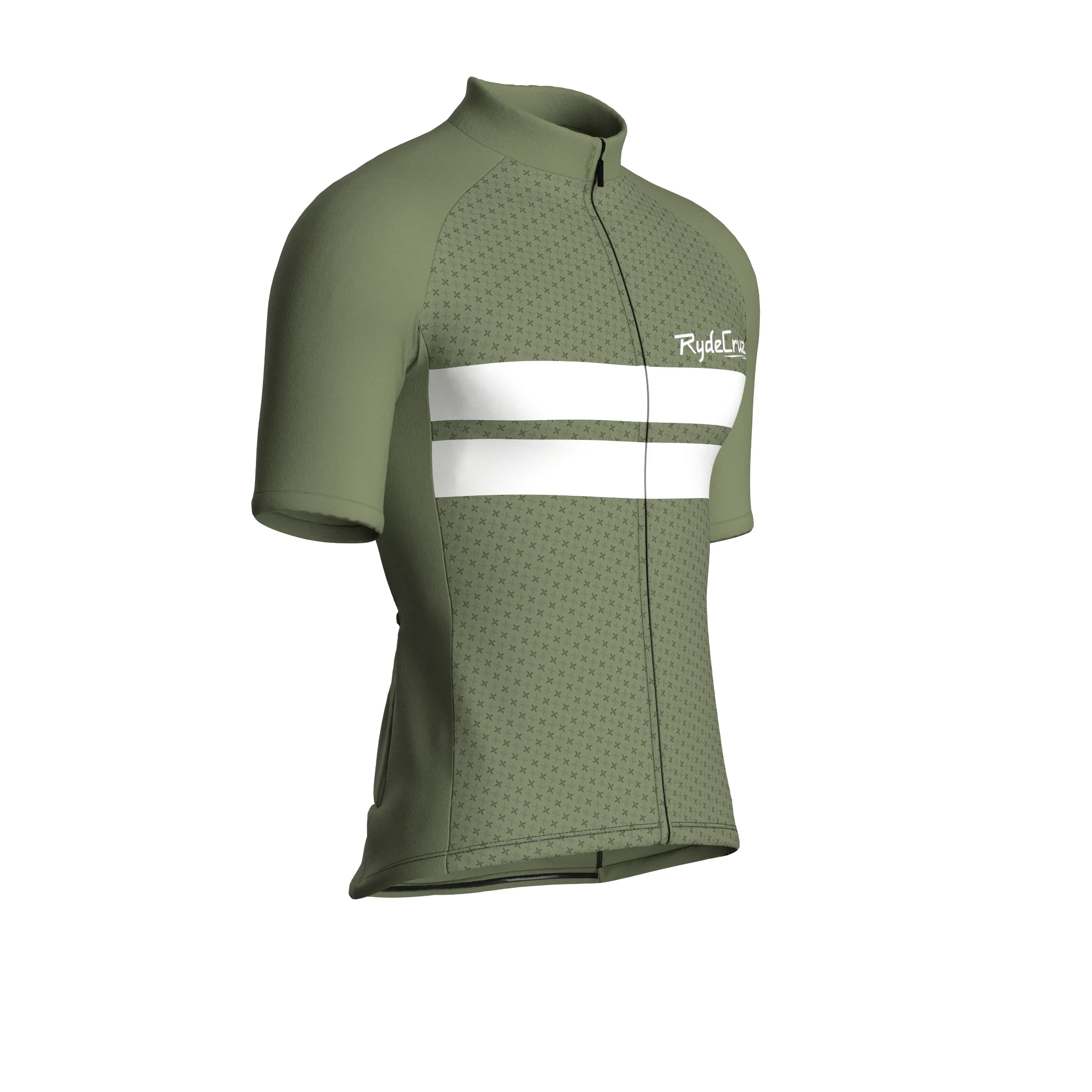 Dual Stripe Dynamics | Dark Khaki Male Short Sleeves Jersey
