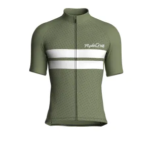 Dual Stripe Dynamics | Dark Khaki Male Short Sleeves Jersey