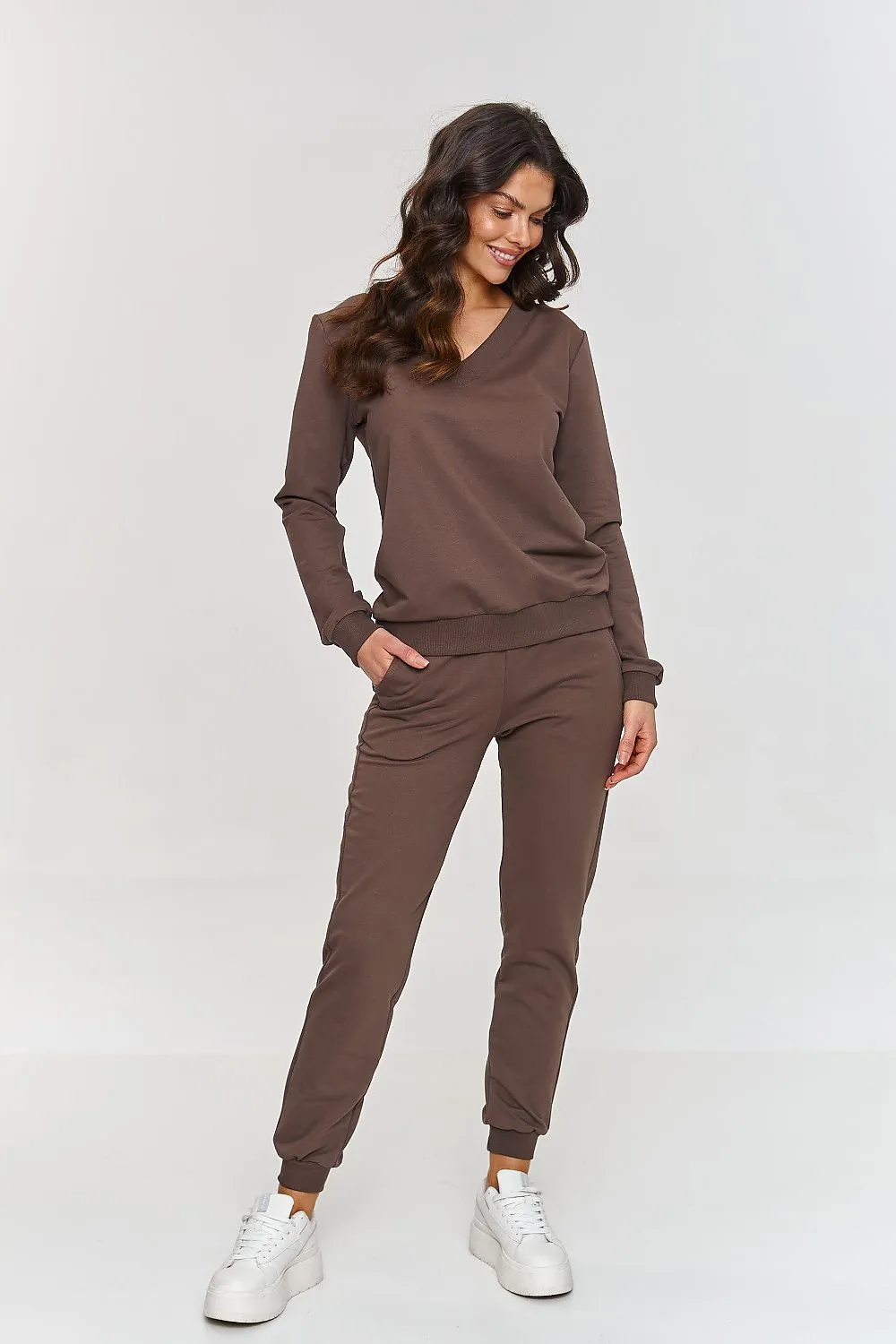 Elegant V-Neck Ribbed Lounge Set