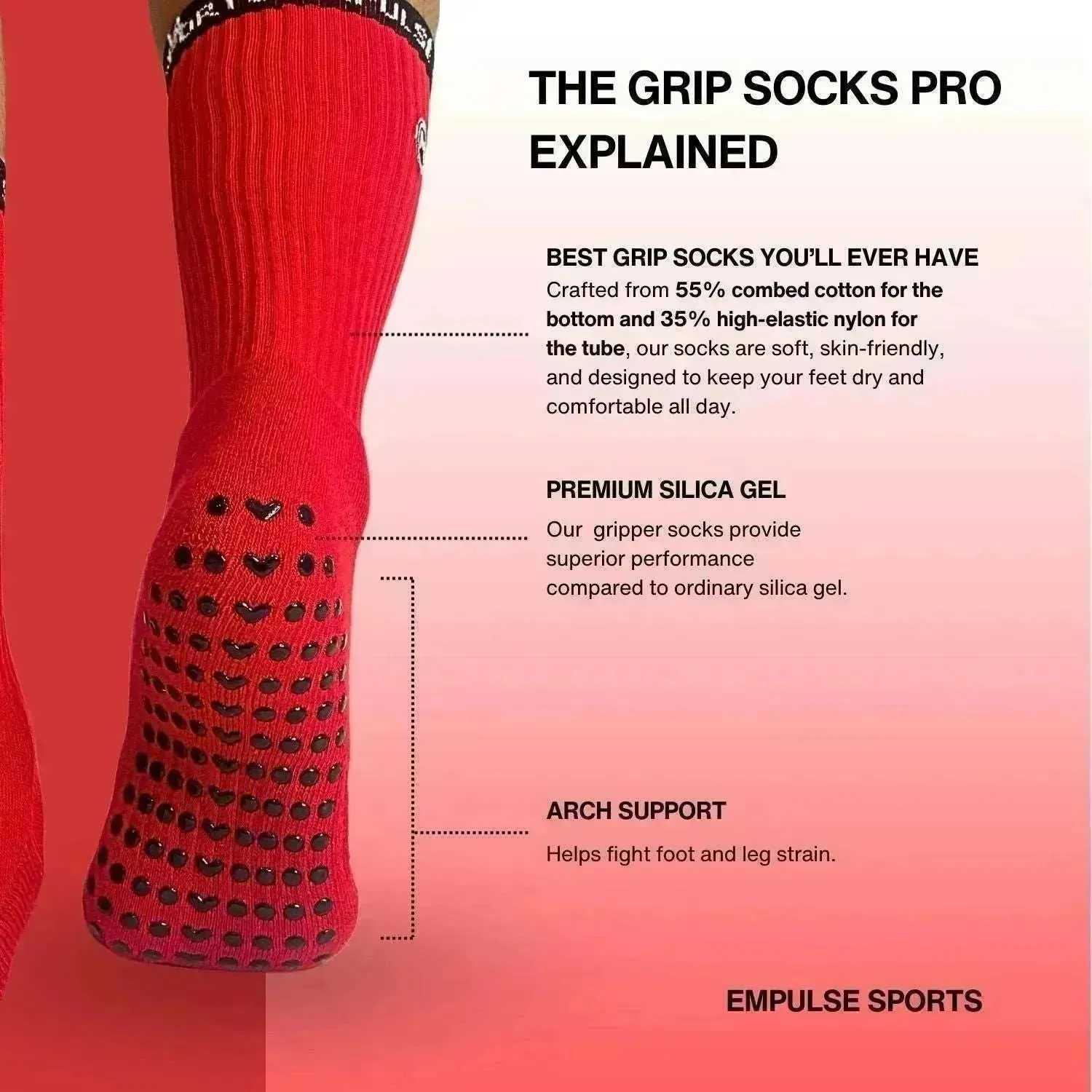 Empulse Grip Socks Pro – Blazing Red