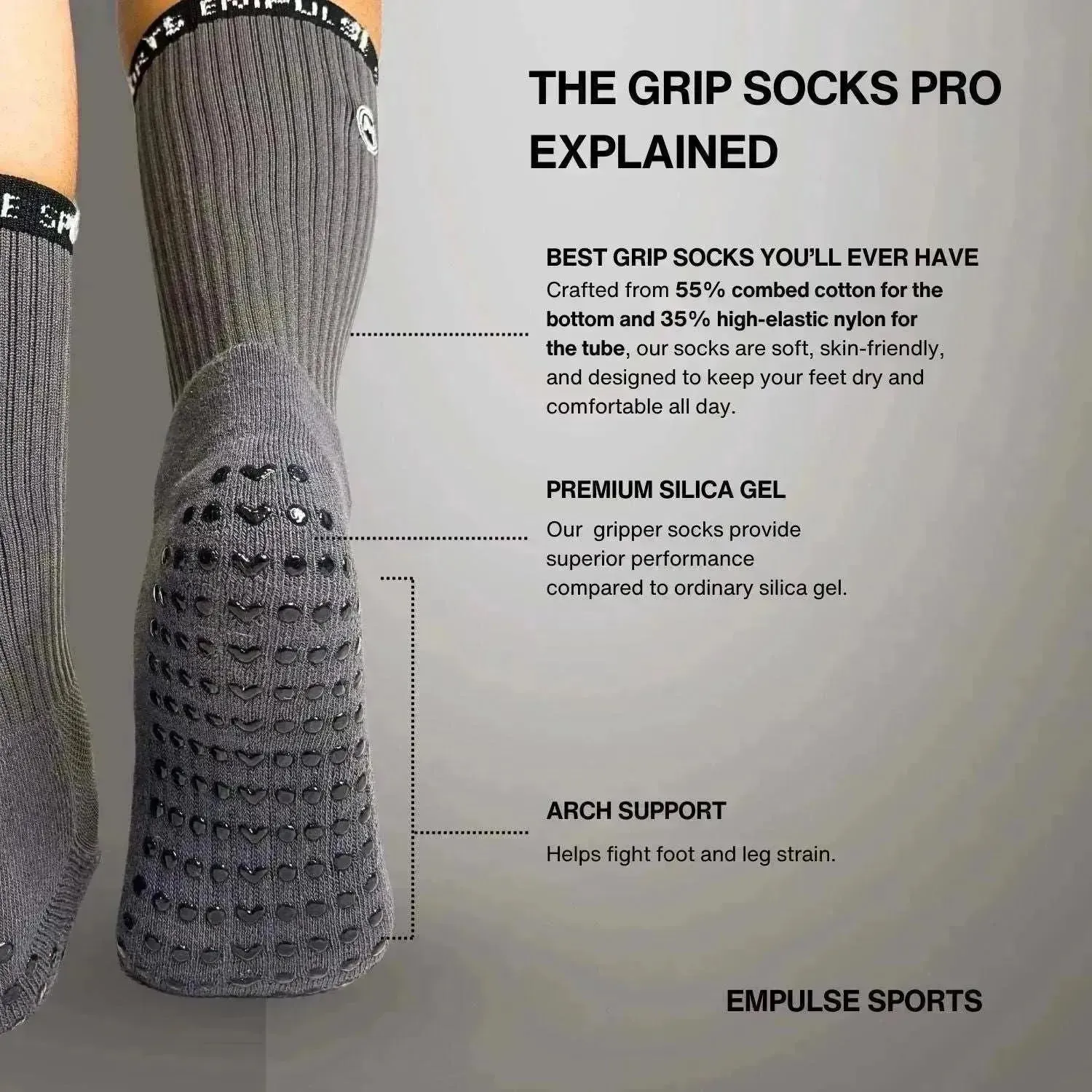 Empulse Grip Socks Pro – Grey