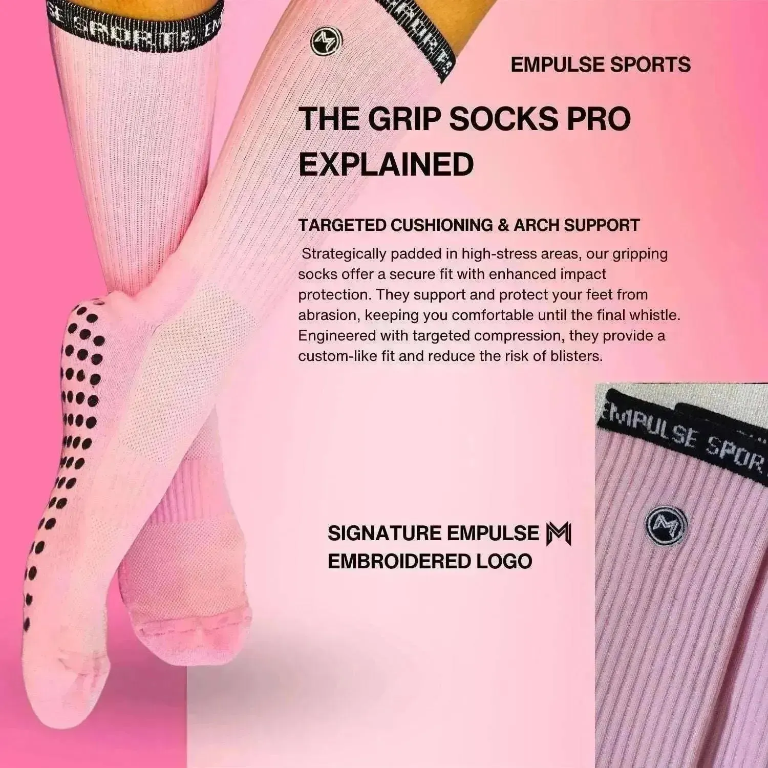 Empulse Grip Socks Pro – Pink Blaze