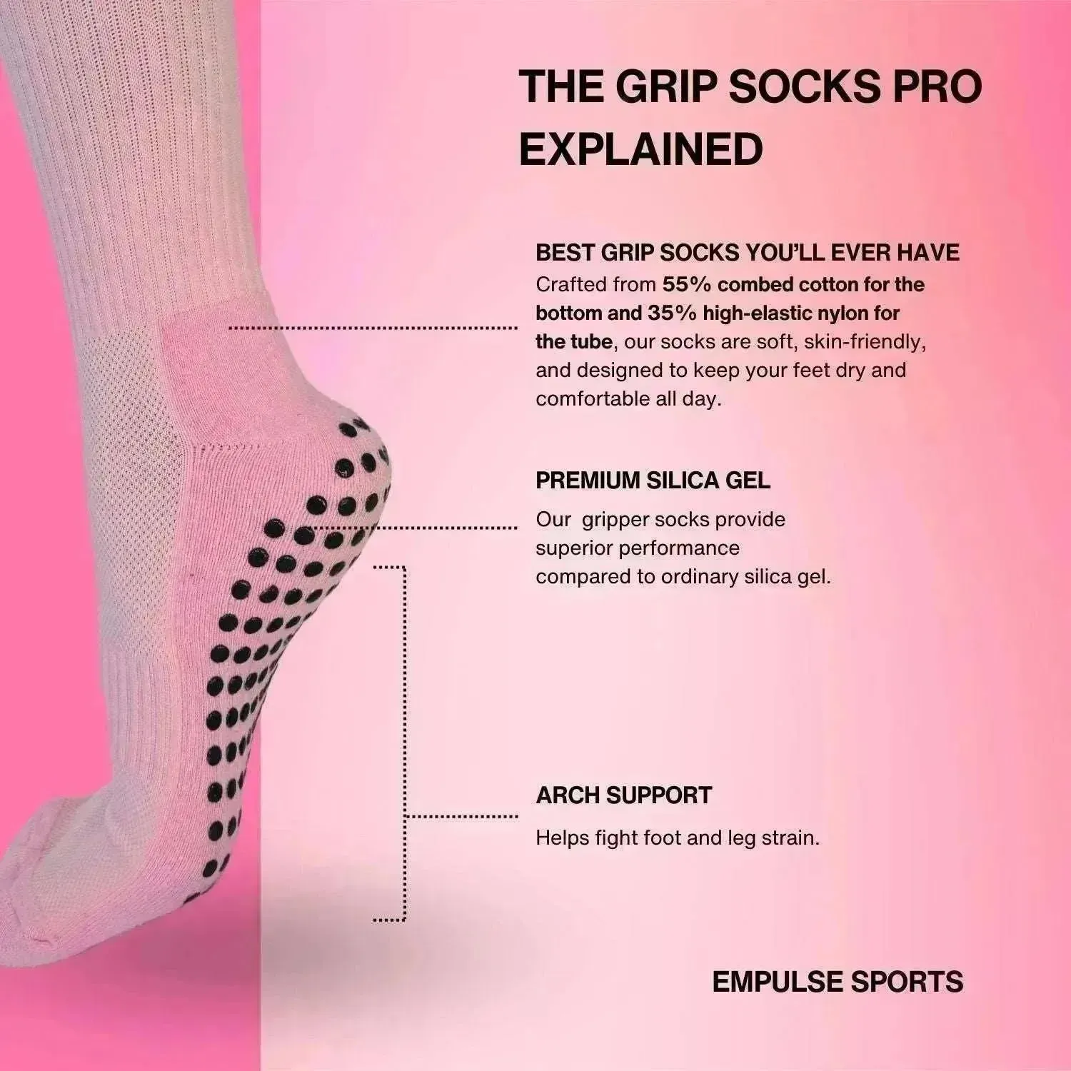 Empulse Grip Socks Pro – Pink Blaze
