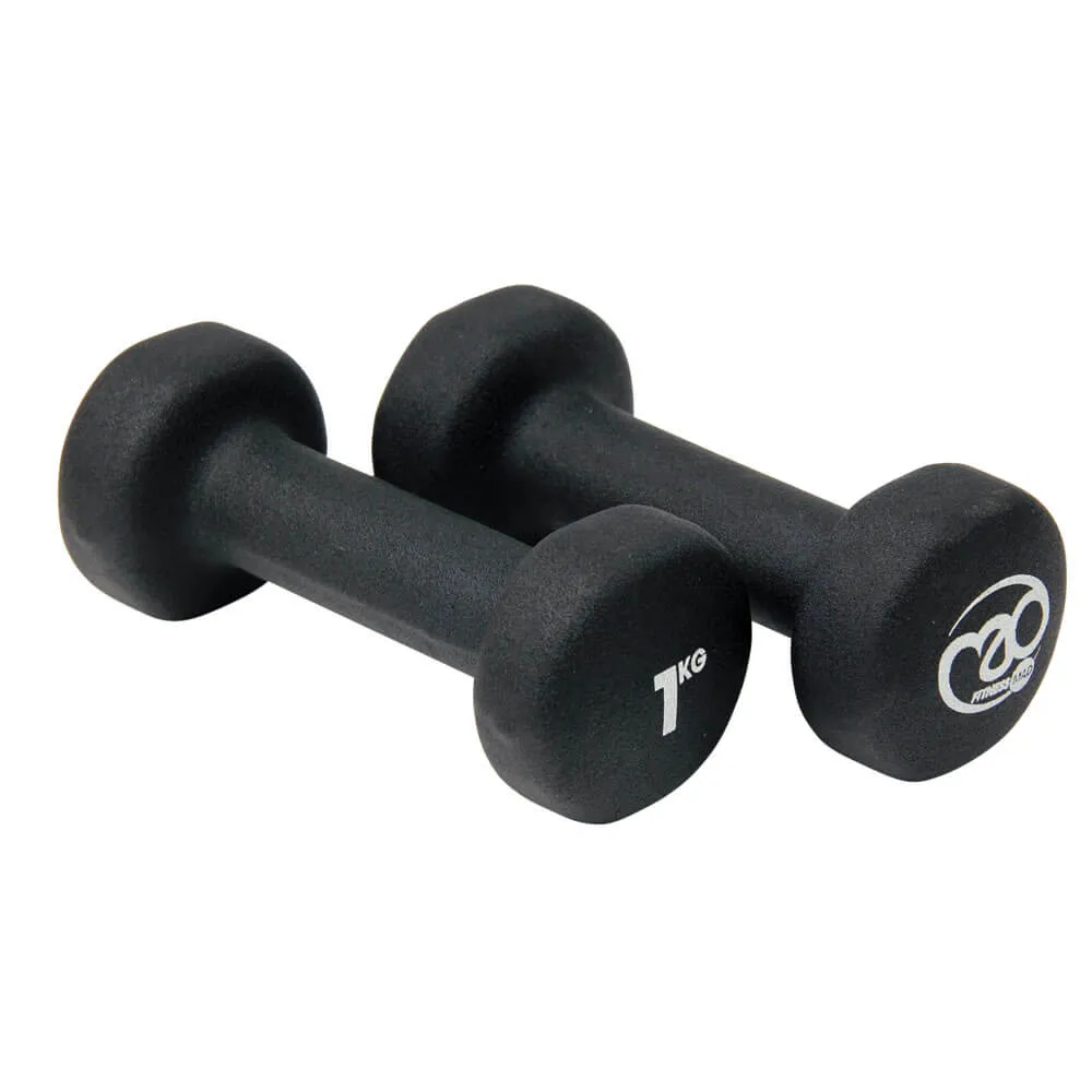 Fitness Mad 1kg Black Dumbbells