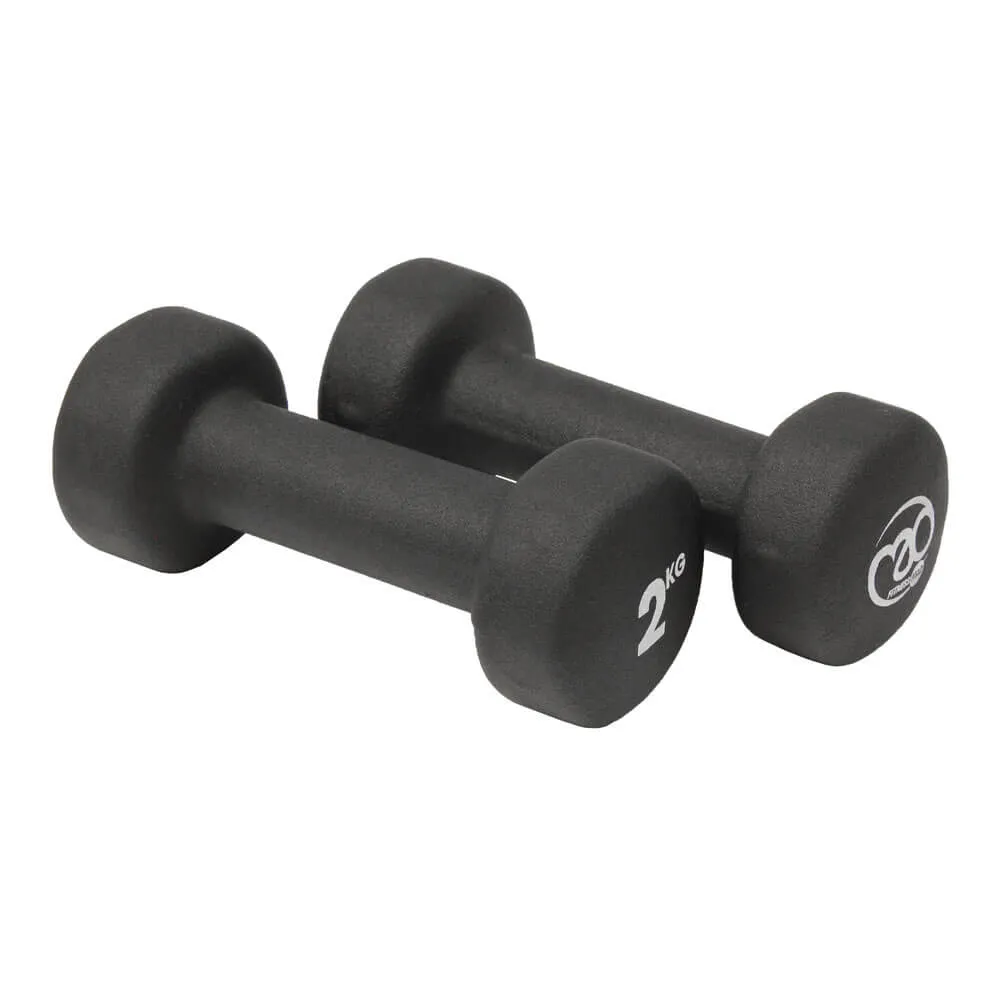 Fitness Mad 2kg Black Dumbbells