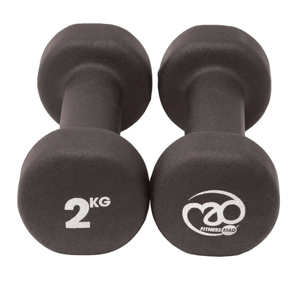 Fitness Mad 2kg Black Dumbbells