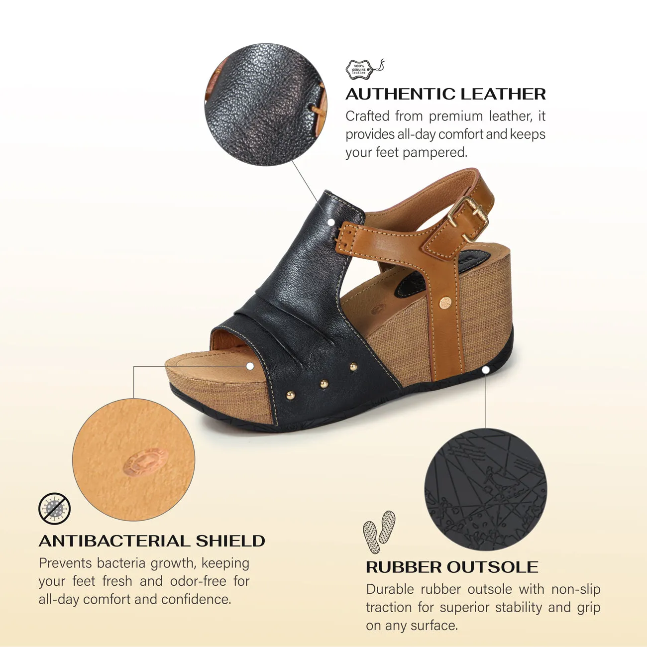 Formentera Glove Wedge Sandals (Nero)