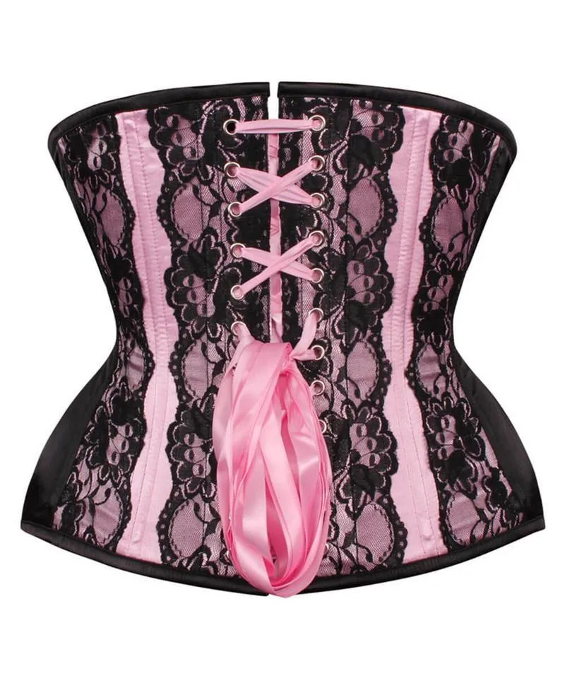 Fran Curvy Pink Lace Waist Training Corset