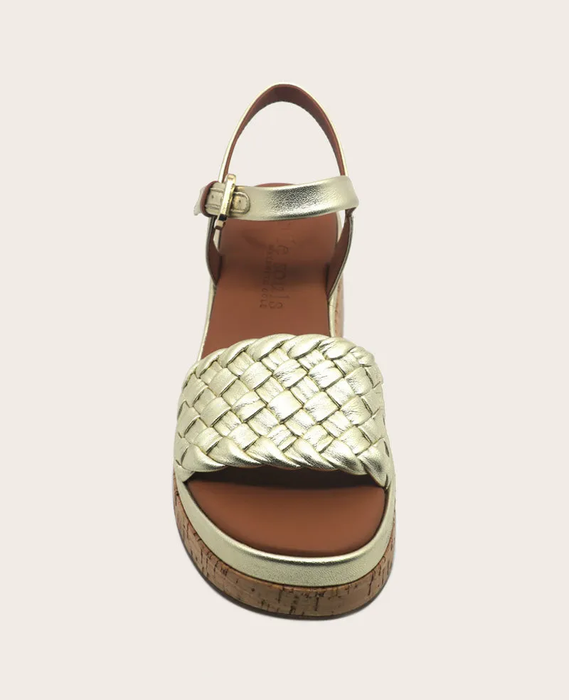 GENTLE SOULS - Dorris Woven Leather Cork Platform Sandal
