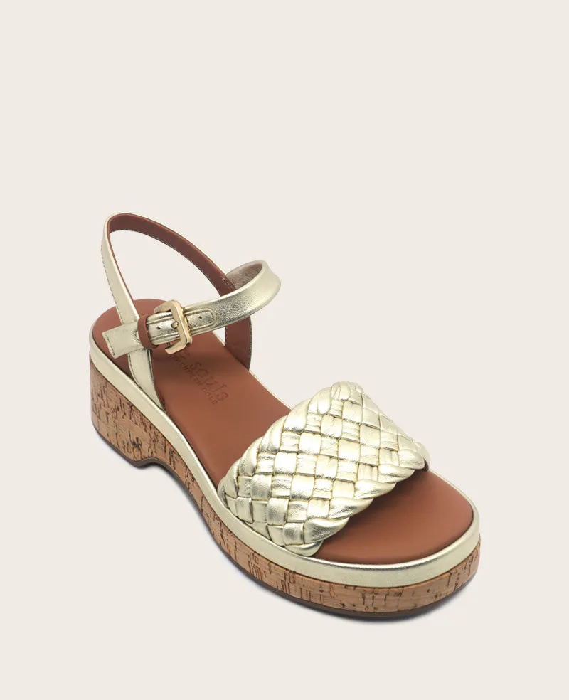 GENTLE SOULS - Dorris Woven Leather Cork Platform Sandal