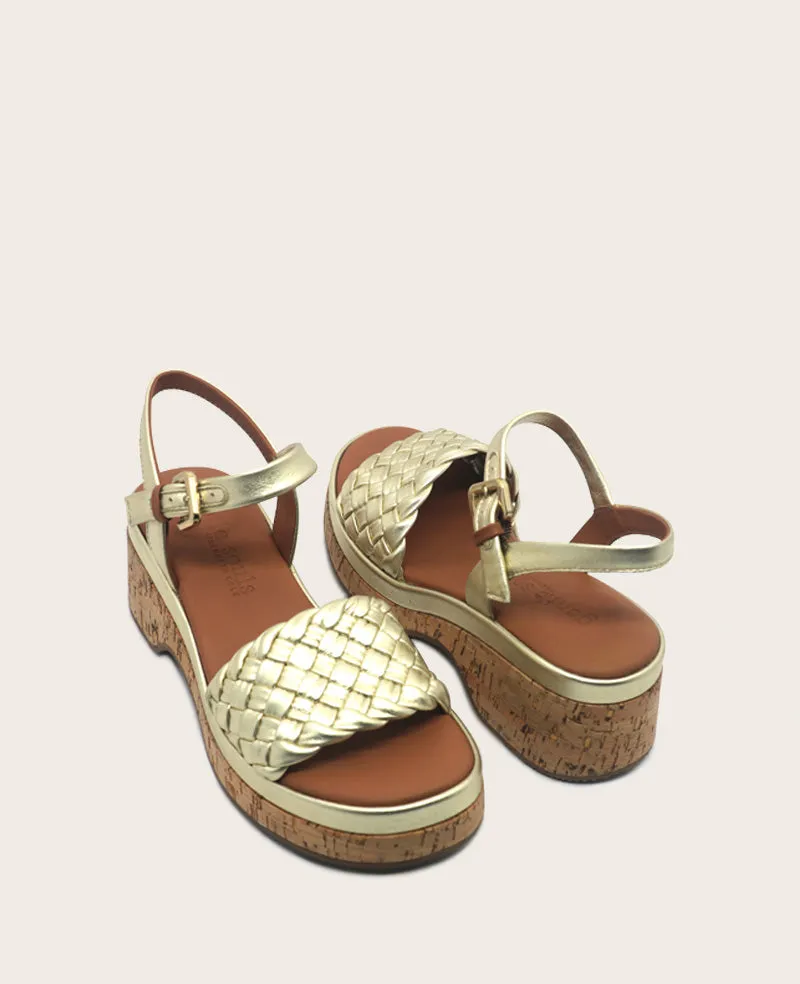 GENTLE SOULS - Dorris Woven Leather Cork Platform Sandal