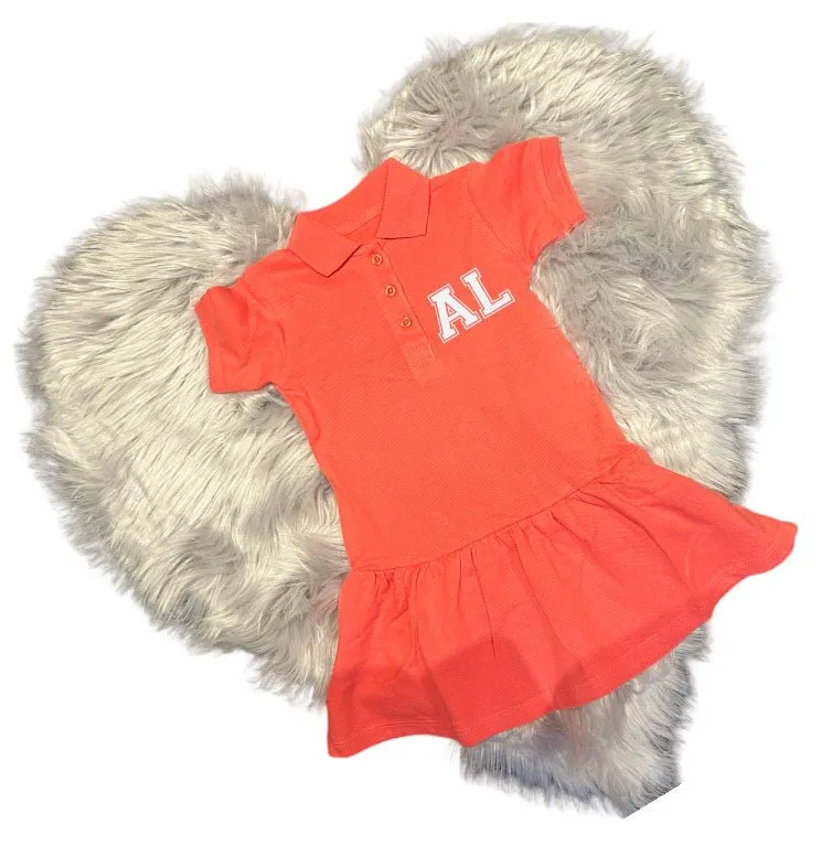 Girls Personalised Polo Dress with Initials - Various Colours