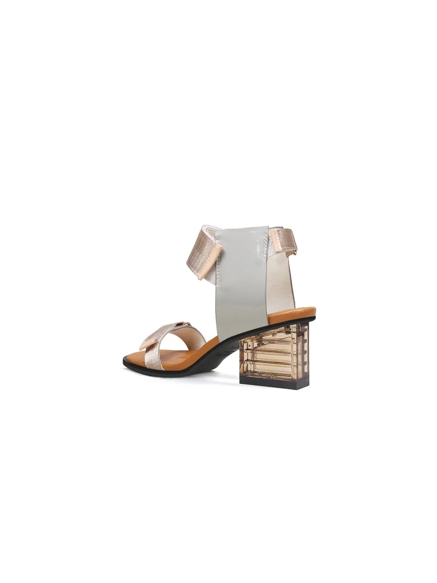 Gold Party Heel Leather Sandal