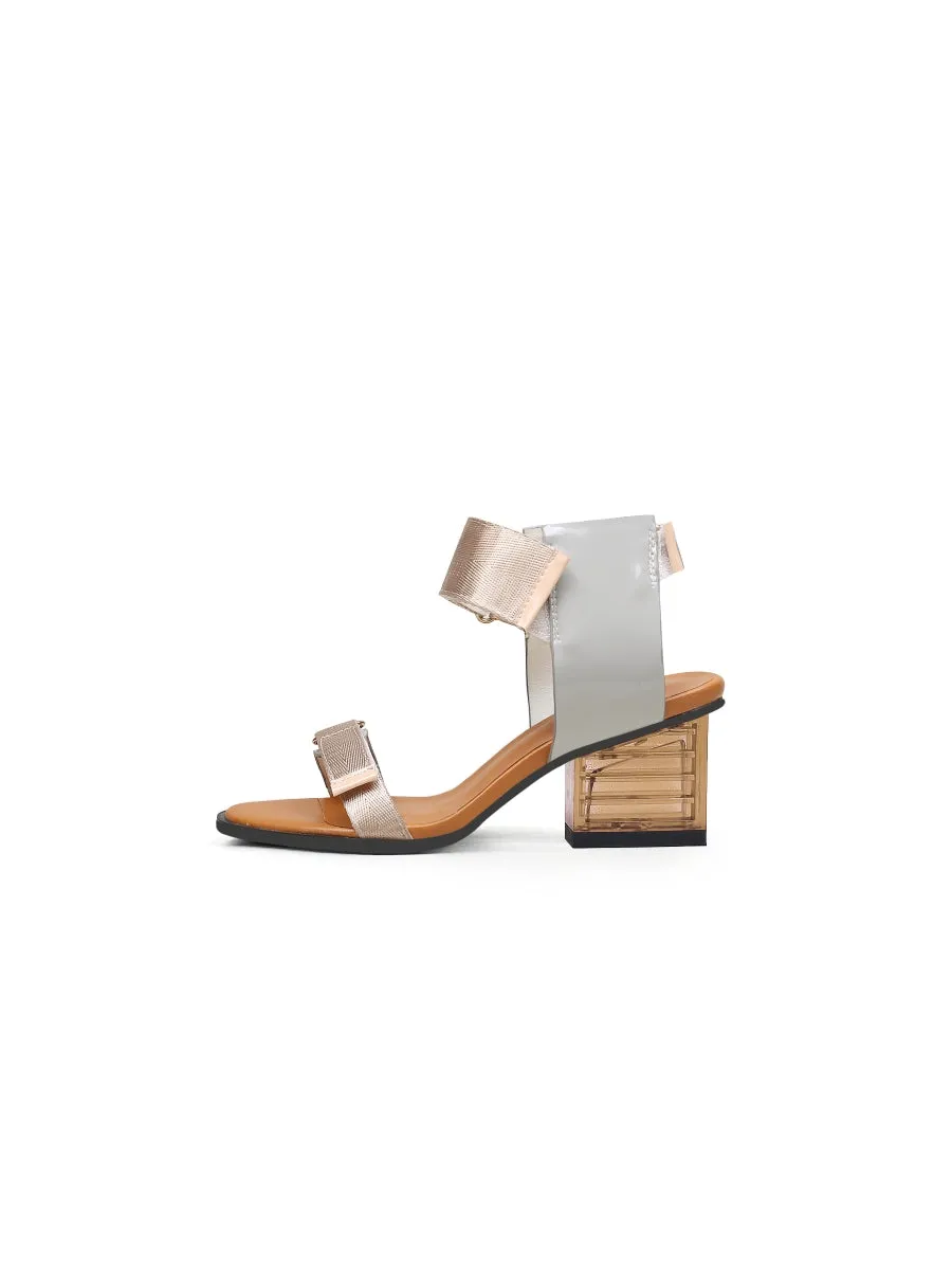 Gold Party Heel Leather Sandal