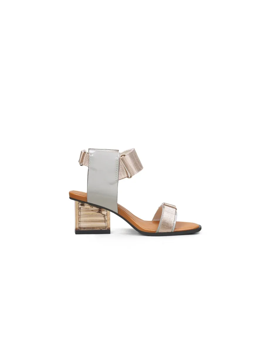 Gold Party Heel Leather Sandal