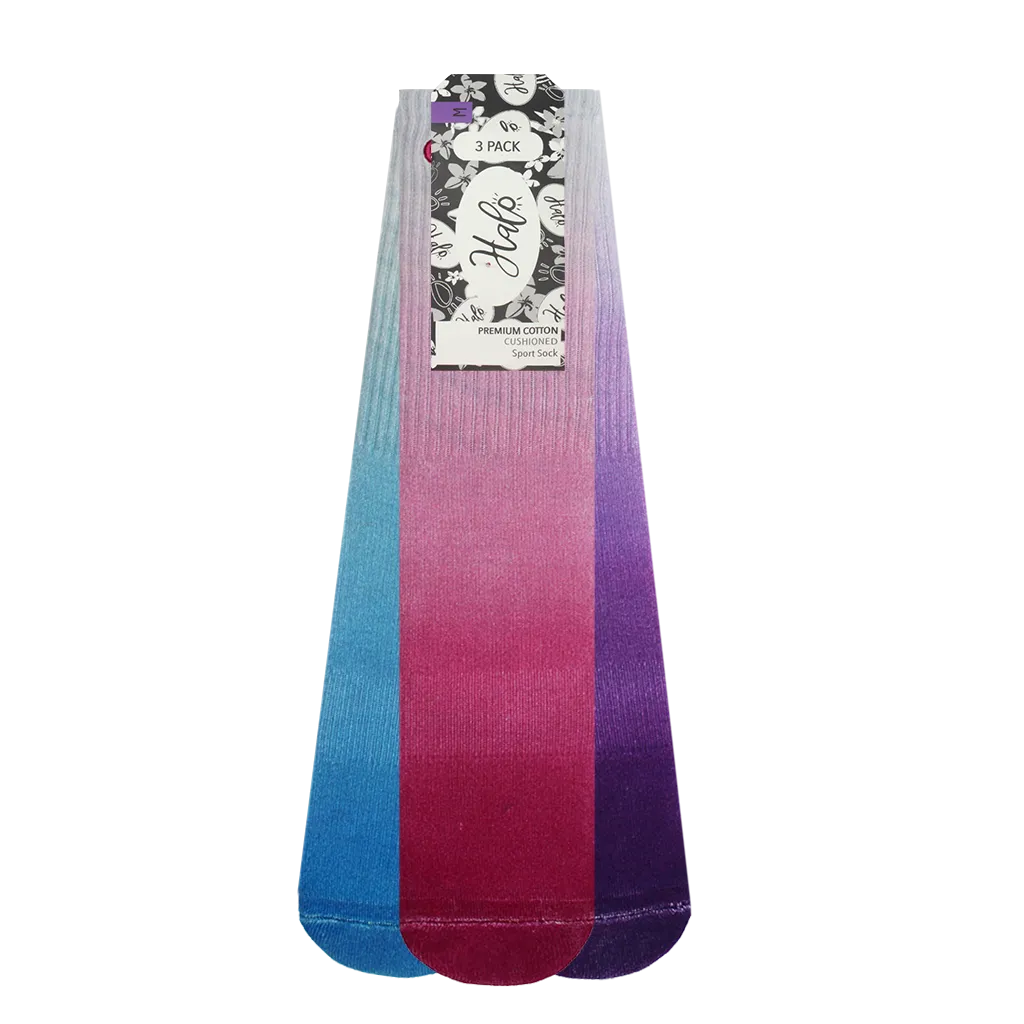 Halo Blue / Purple / Pink Fade Training Crew Socks 3 Pack
