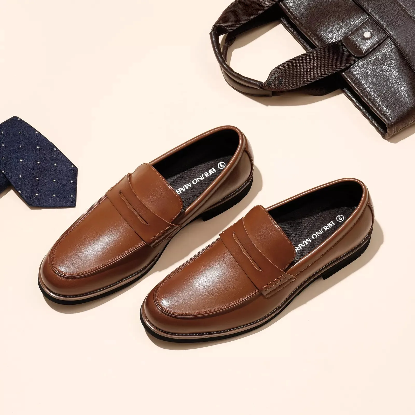 Handmade Men's Premium Leather Penny Loafers - Slip-On Business Dress Shoes