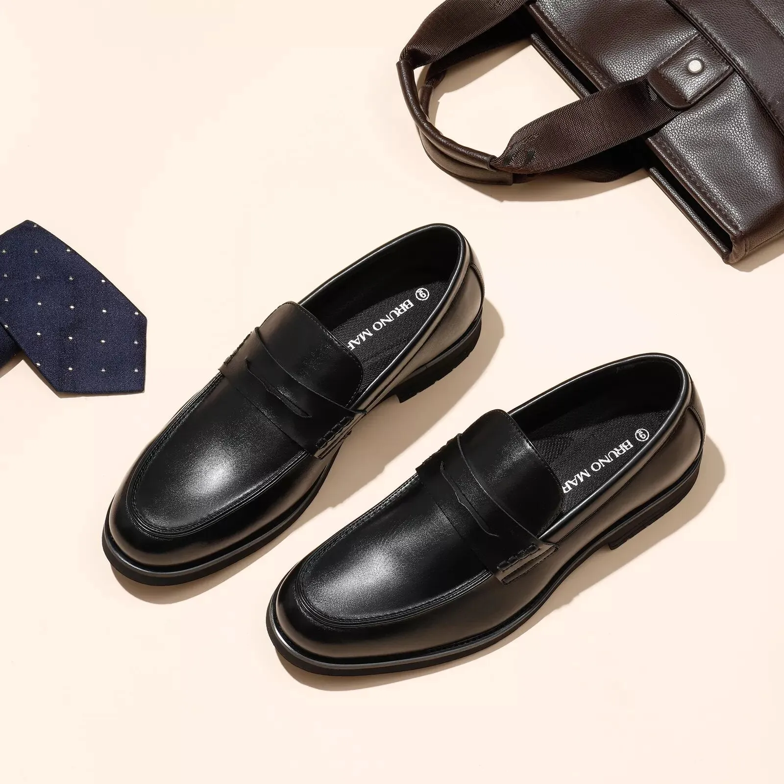 Handmade Men's Premium Leather Penny Loafers - Slip-On Business Dress Shoes