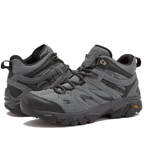 HI-TEC Ravus WP Mid Waterproof Hiking Boots for Men, Lightweight Breathable Outdoor Trekking Shoes - Dark Grey, 10 Medium