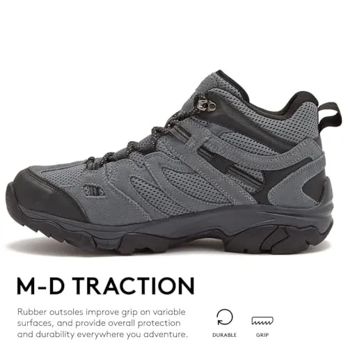 HI-TEC Ravus WP Mid Waterproof Hiking Boots for Men, Lightweight Breathable Outdoor Trekking Shoes - Dark Grey, 10 Medium