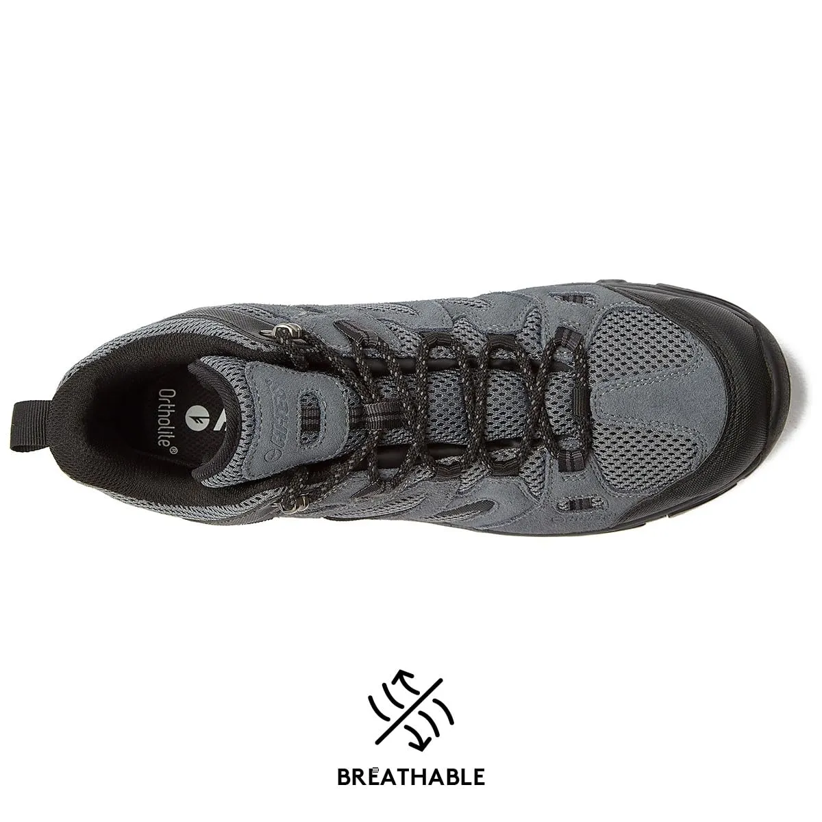 HI-TEC Ravus WP Mid Waterproof Hiking Boots for Men, Lightweight Breathable Outdoor Trekking Shoes - Dark Grey, 9.5 Medium