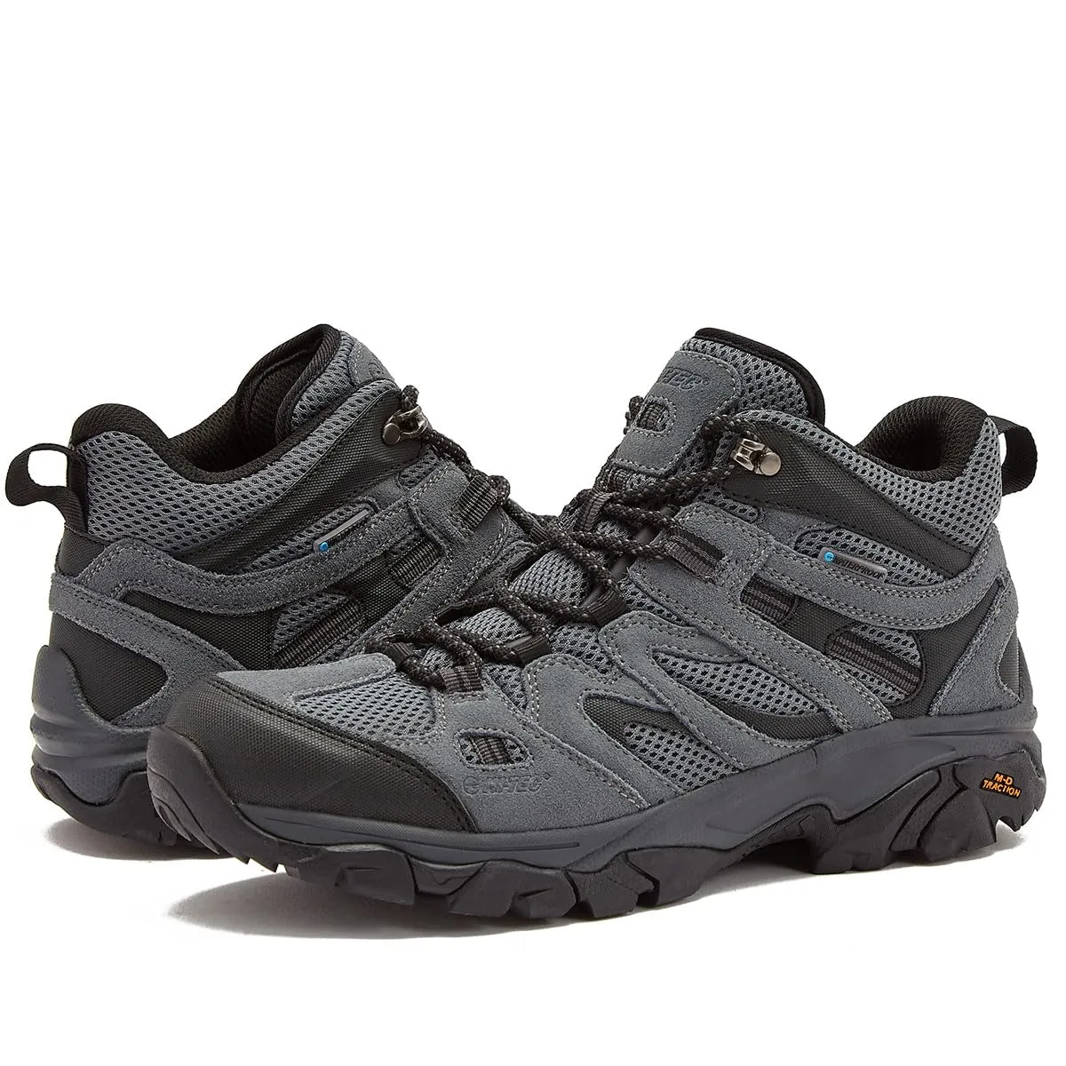 HI-TEC Ravus WP Mid Waterproof Hiking Boots for Men, Lightweight Breathable Outdoor Trekking Shoes - Dark Grey, 9.5 Medium