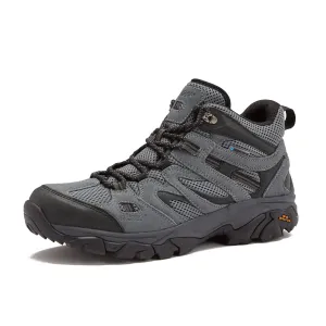 HI-TEC Ravus WP Mid Waterproof Hiking Boots for Men, Lightweight Breathable Outdoor Trekking Shoes - Dark Grey, 9.5 Medium