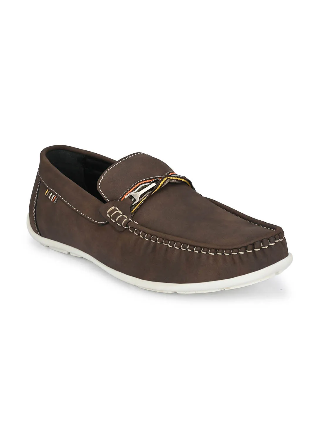 Hitz Men's Brown Synthetic Slip-On Loafer Shoes