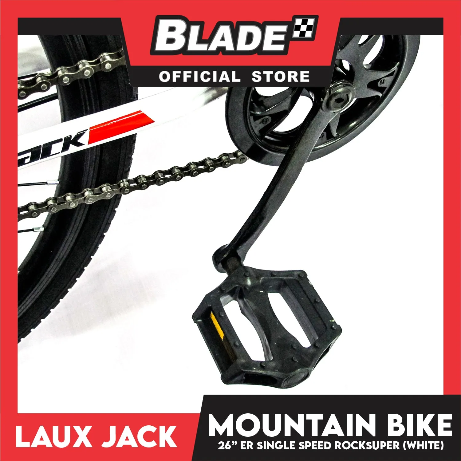 Laux Jack Mountain Bike Jack Super Lite Carbon Steel Frame 26ER Single Speed (White)- Mountain Bike, Road Bike, Cycling for Daily Use Exercise