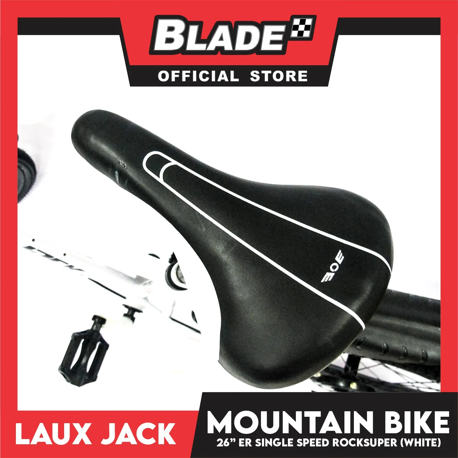 Laux Jack Mountain Bike Jack Super Lite Carbon Steel Frame 26ER Single Speed (White)- Mountain Bike, Road Bike, Cycling for Daily Use Exercise