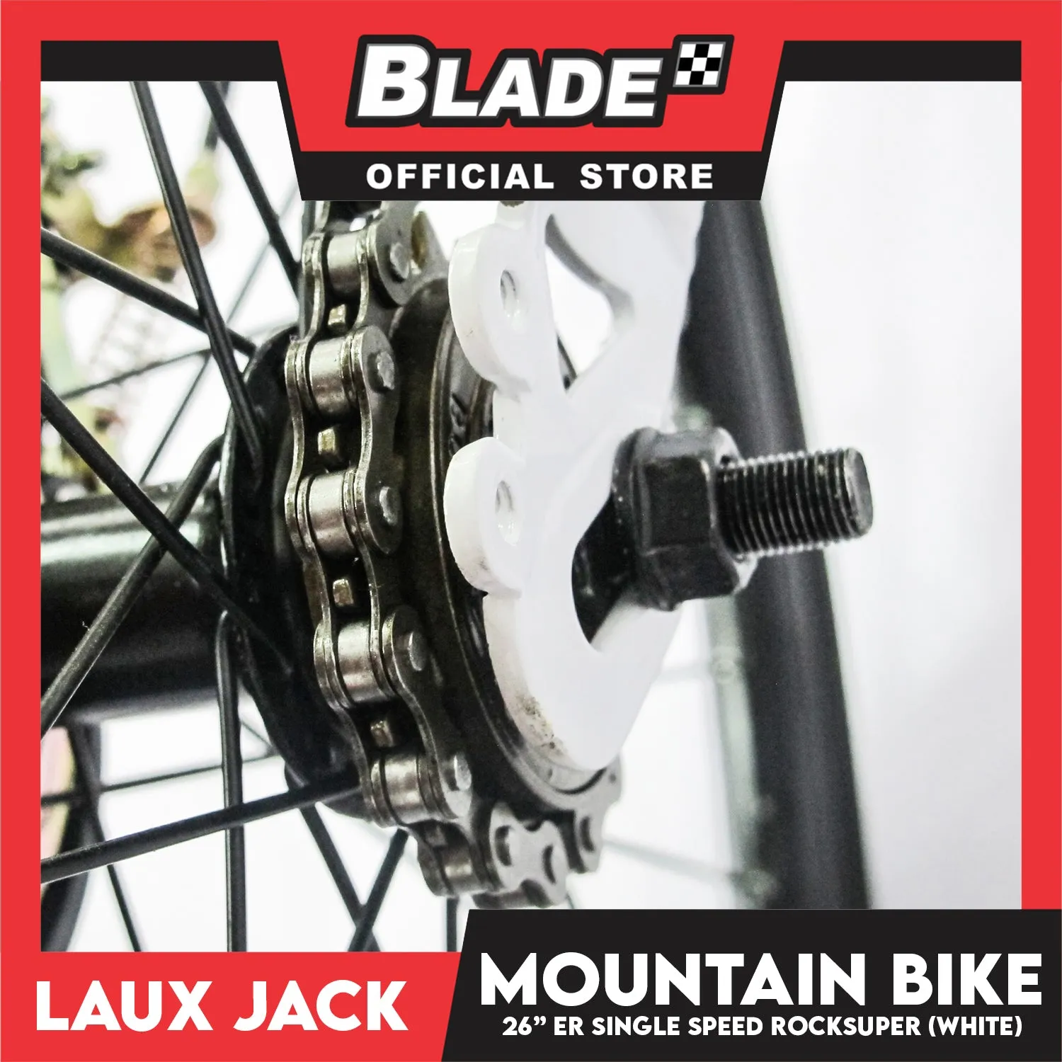 Laux Jack Mountain Bike Jack Super Lite Carbon Steel Frame 26ER Single Speed (White)- Mountain Bike, Road Bike, Cycling for Daily Use Exercise