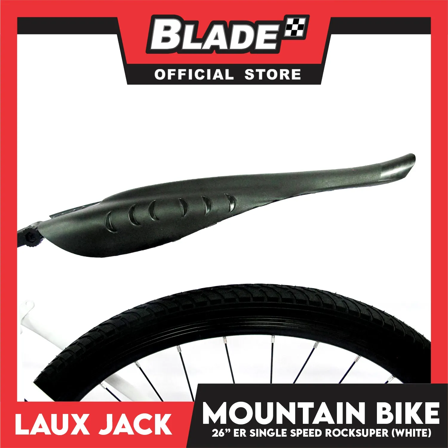 Laux Jack Mountain Bike Jack Super Lite Carbon Steel Frame 26ER Single Speed (White)- Mountain Bike, Road Bike, Cycling for Daily Use Exercise