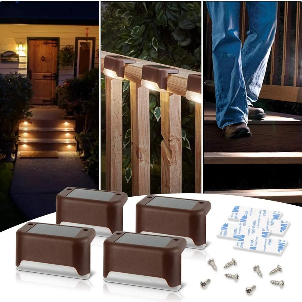 LED Outdoor Waterproof Wall Light Garden Landscape Step Stair Deck Lights Balcony Fence Solar Light