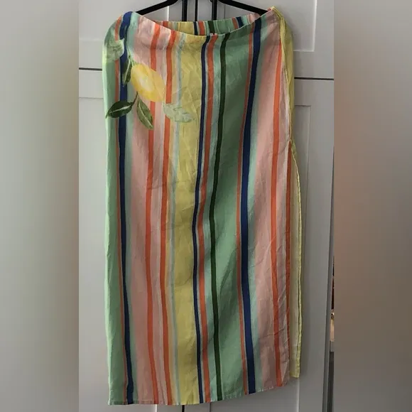 Linen Maxi Skirt Anthro Novelty Colorful Striped Size S