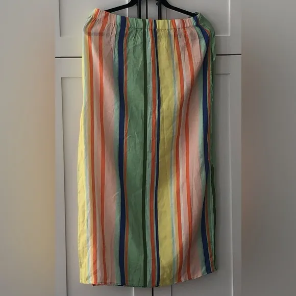 Linen Maxi Skirt Anthro Novelty Colorful Striped Size S