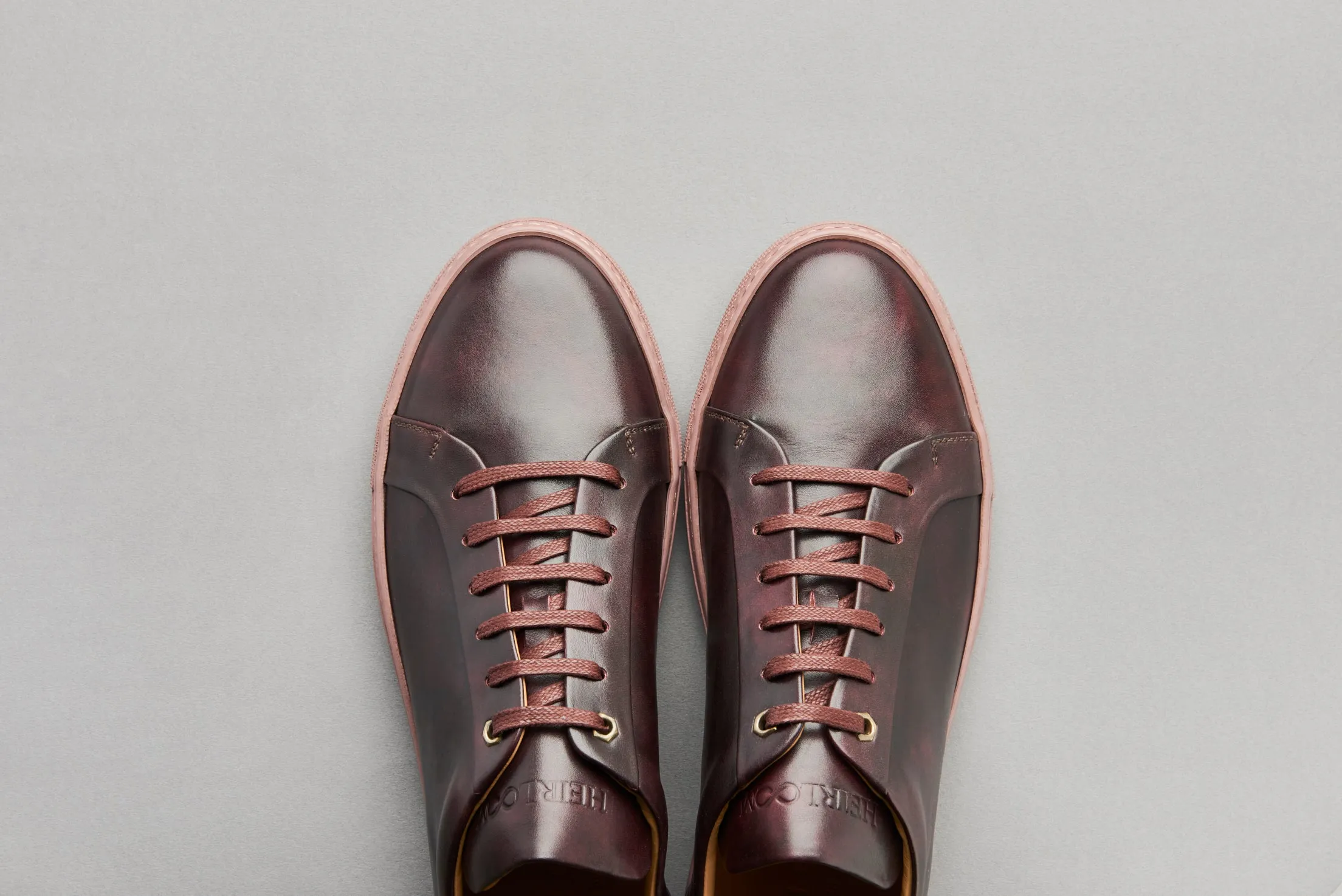 Low Top Court Sneaker in Burgundy Museum Calf Leather