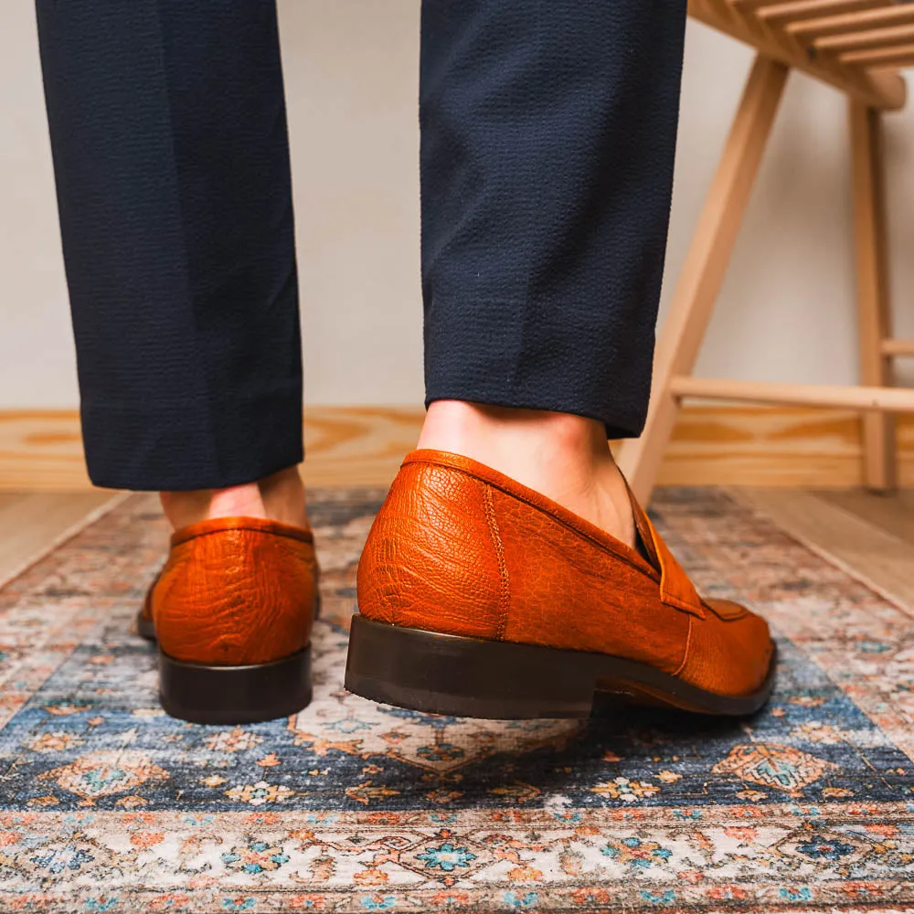 Marco Di Milano Fangio in Cognac Ostrich Penny Loafers