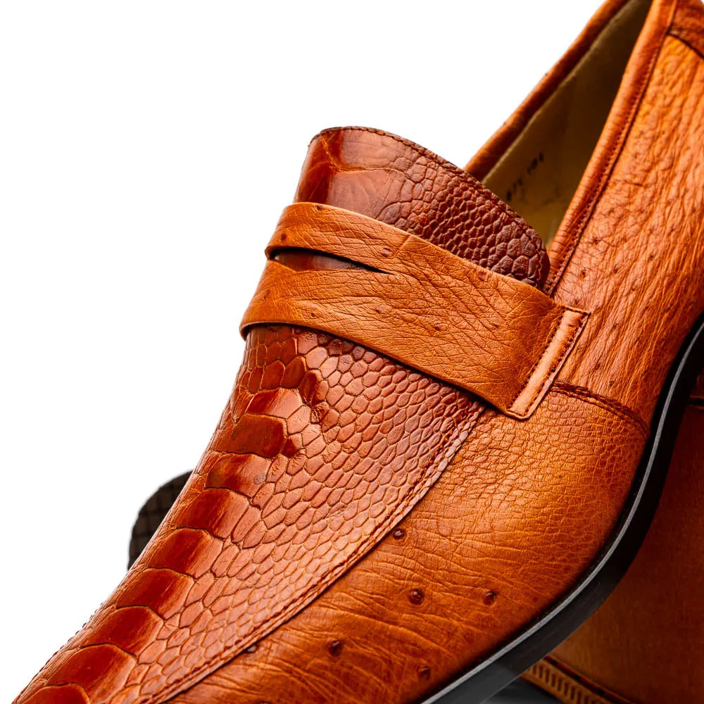Marco Di Milano Fangio in Cognac Ostrich Penny Loafers