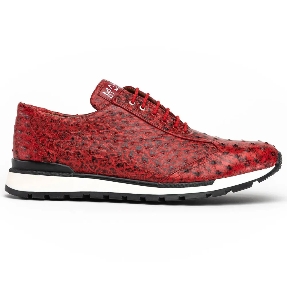 Marco Di Milano Scanno in Antique Red Ostrich Quill Sneakers