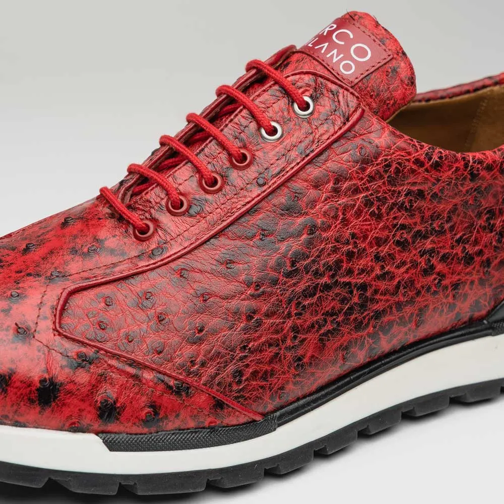 Marco Di Milano Scanno in Antique Red Ostrich Quill Sneakers